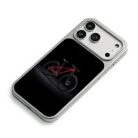 Red Trek mountain bike on black background iPhone 17 Pro Max Electroplated Silver Case2