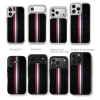 Red white blue stripes on black Chris Brown Phone Case Black Electroplated Silver For Iphone 11 To 17