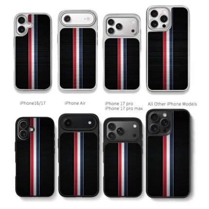 Red white blue stripes on black Chris Brown Phone Case Black Electroplated Silver For Iphone 11 To 17