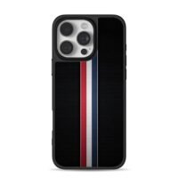 Red white blue stripes on black iPhone 16 Pro Max Black Case