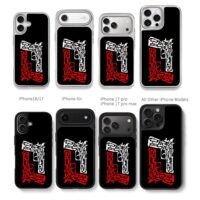 Red white guns form letter L Chris Brown Phone Case Black Electroplated Silver For Iphone 11 To 17