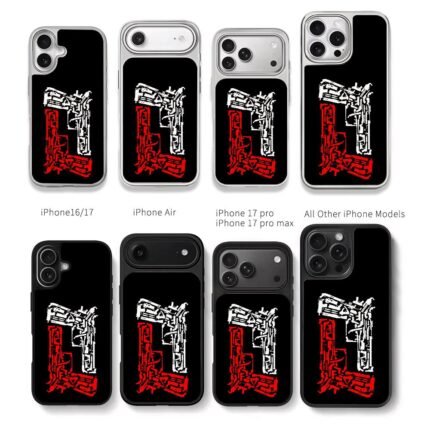 Red white guns form letter L Chris Brown Phone Case Black Electroplated Silver For Iphone 11 To 17
