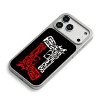 Red white guns form letter L iPhone 17 Pro Max Electroplated Silver Case2