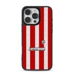 Red white striped soccer club badge iPhone 16 Pro Max Black Case