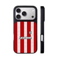 Red white striped soccer club badge iPhone 17 Pro Max Black Case