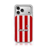 Red white striped soccer club badge iPhone 17 Pro Max Electroplated Silver Case1