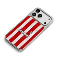 Red white striped soccer club badge iPhone 17 Pro Max Electroplated Silver Case2