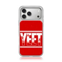 Red YEET tribal palm tree design iPhone 17 Pro Max Electroplated Silver Case1