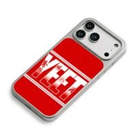 Red YEET tribal palm tree design iPhone 17 Pro Max Electroplated Silver Case2