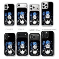 Rem ReZero anime maid blue sakura Chris Brown Phone Case Black Electroplated Silver For Iphone 11 To 17