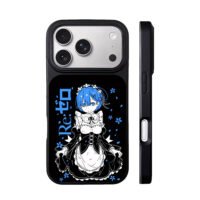 Rem ReZero anime maid blue sakura iPhone 17 Pro Max Black Case