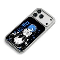 Rem ReZero anime maid blue sakura iPhone 17 Pro Max Electroplated Silver Case2