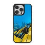 Renault F1 racing car speeding on race track iPhone 16 Pro Max Black Case