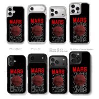 Repeated Mars text red Mars planet Chris Brown Phone Case Black Electroplated Silver For Iphone 11 To 17