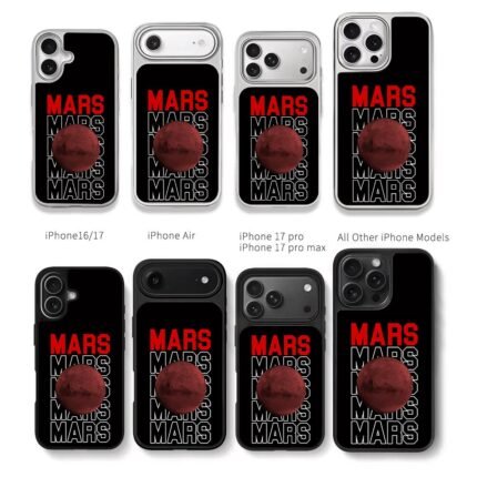 Repeated Mars text red Mars planet Chris Brown Phone Case Black Electroplated Silver For Iphone 11 To 17