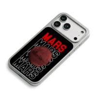Repeated Mars text red Mars planet iPhone 17 Pro Max Electroplated Silver Case2