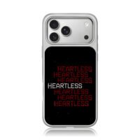 Repeated red HEARTLESS one white HEARTLESS iPhone 17 Pro Max Electroplated Silver Case1