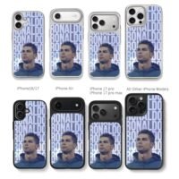Repeated Ronaldo text portrait Chris Brown Phone Case Black Electroplated Silver For Iphone 11 To 17