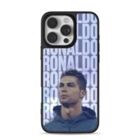 Repeated Ronaldo text portrait iPhone 16 Pro Max Black Case