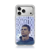 Repeated Ronaldo text portrait iPhone 17 Pro Max Electroplated Silver Case1