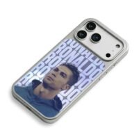 Repeated Ronaldo text portrait iPhone 17 Pro Max Electroplated Silver Case2