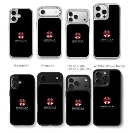 Resident Evil Umbrella Corp logo Chris Brown Phone Case Black Electroplated Silver For Iphone 11 To 17