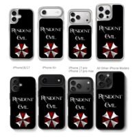 Resident Evil Umbrella Corp logo Chris Brown Phone Case Black Electroplated Silver For Iphone 11 To 17