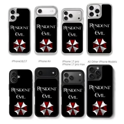 Resident Evil Umbrella Corp logo Chris Brown Phone Case Black Electroplated Silver For Iphone 11 To 17