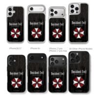 Resident Evil Umbrella grunge logo Chris Brown Phone Case Black Electroplated Silver For Iphone 11 To 17