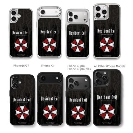 Resident Evil Umbrella grunge logo Chris Brown Phone Case Black Electroplated Silver For Iphone 11 To 17