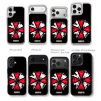 Resident Evil zombie Umbrella logo Chris Brown Phone Case Black Electroplated Silver For Iphone 11 To 17