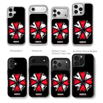 Resident Evil zombie Umbrella logo Chris Brown Phone Case Black Electroplated Silver For Iphone 11 To 17