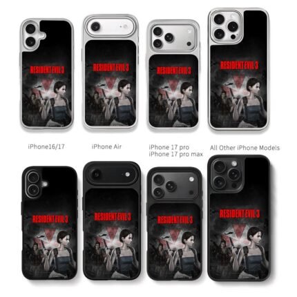 Resident Evil3 Jill Carlos Umbrella Chris Brown Phone Case Black Electroplated Silver For Iphone 11 To 17