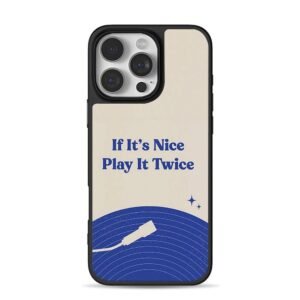 Retro blue vinyl play it twice iPhone 16 Pro Max Black Case