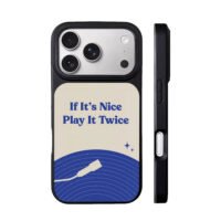 Retro blue vinyl play it twice iPhone 17 Pro Max Black Case