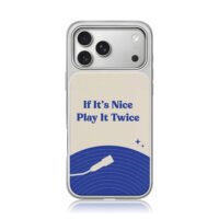Retro blue vinyl play it twice iPhone 17 Pro Max Electroplated Silver Case1
