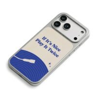 Retro blue vinyl play it twice iPhone 17 Pro Max Electroplated Silver Case2