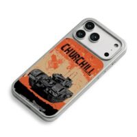 Retro Churchill WWII tank art iPhone 17 Pro Max Electroplated Silver Case2
