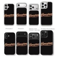 Retro cursive Houston lettering on black background Chris Brown Phone Case Black Electroplated Silver For Iphone 11 To 17