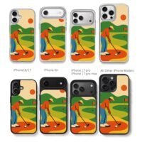 Retro golfer putting on course Chris Brown Phone Case Black Electroplated Silver For Iphone 11 To 17