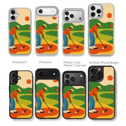 Retro golfer putting on course Chris Brown Phone Case Black Electroplated Silver For Iphone 11 To 17