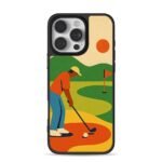 Retro golfer putting on course iPhone 16 Pro Max Black Case