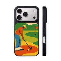 Retro golfer putting on course iPhone 17 Pro Max Black Case