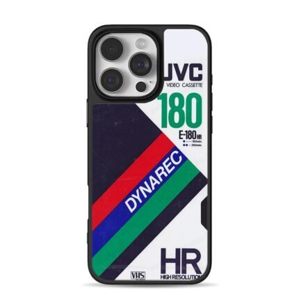 Retro JVC E180 VHS cassette graphic iPhone 16 Pro Max Black Case