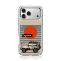 Retro Lada Niva explore sunset art iPhone 17 Pro Max Electroplated Silver Case1