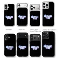 Retro neon Dawn FM logo on black backdrop Chris Brown Phone Case Black Electroplated Silver For Iphone 11 To 17