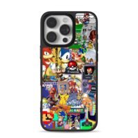 Retro Nintendo Mario Sonic art iPhone 16 Pro Max Black Case