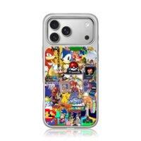 Retro Nintendo Mario Sonic art iPhone 17 Pro Max Electroplated Silver Case1