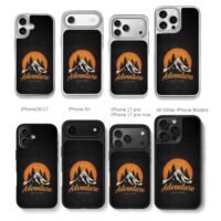 Retro pine adventure calling sunset Chris Brown Phone Case Black Electroplated Silver For Iphone 11 To 17