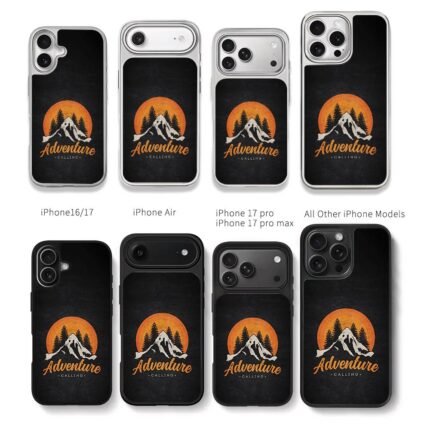 Retro pine adventure calling sunset Chris Brown Phone Case Black Electroplated Silver For Iphone 11 To 17
